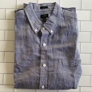 J. Crew Slim Houndstooth Plaid Linen/Cotton Shirt